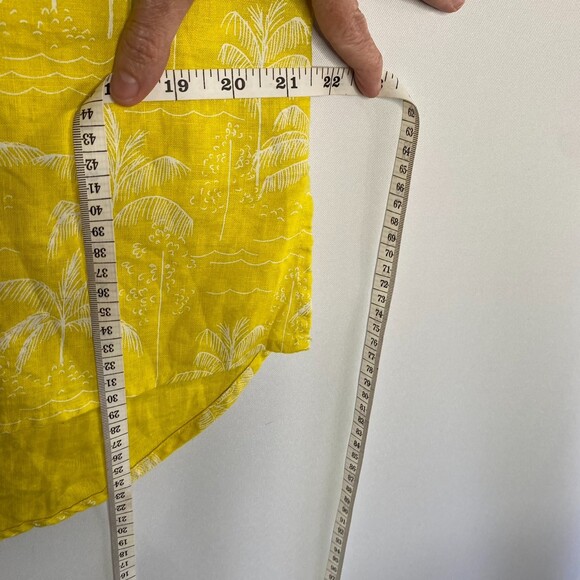 C&C California Yellow 100%Linen Sundress Palm Tree Beach Print Hi-Lo Size XS - Picture 10 of 13